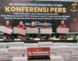 Kejati Sumut Sita Rp150 Miliar Hasil Penjualan Aset PTPN I dari Kasus Korupsi